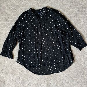 Madewell Black and White Polka Dot 3/4 Sleeve Relaxed Blouse